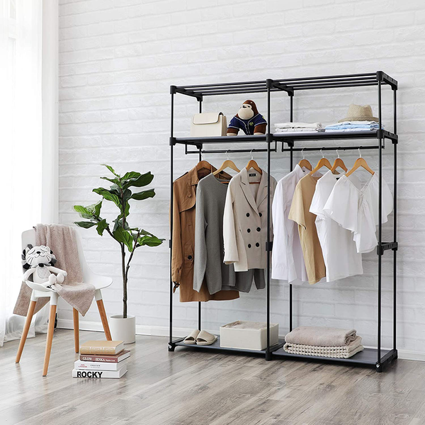 Stoffschrank Branville I - Vliesgewebe / Eisen - Grau