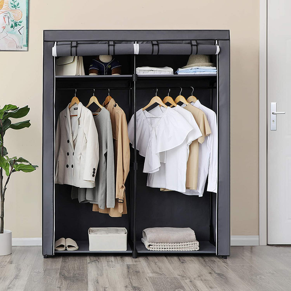 Stoffschrank Branville I - Vliesgewebe / Eisen - Grau