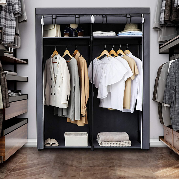 Stoffschrank Branville I - Vliesgewebe / Eisen - Grau
