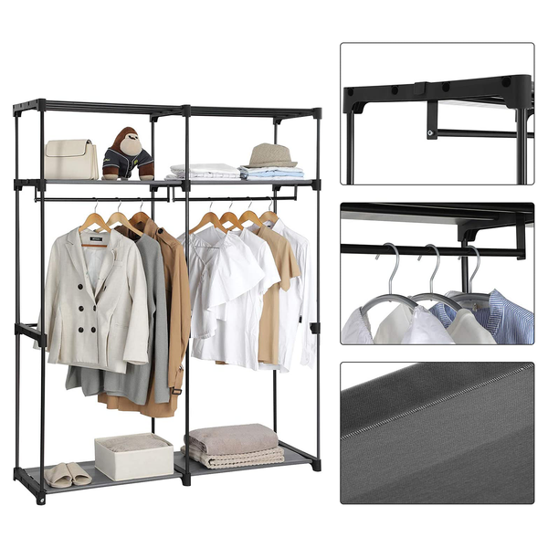 Stoffschrank Branville I - Vliesgewebe / Eisen - Grau
