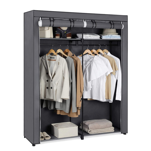 Stoffschrank Branville I - Vliesgewebe / Eisen - Grau