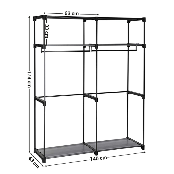 Stoffschrank Branville I - Vliesgewebe / Eisen - Grau