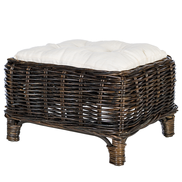 Fußhocker Bedous - Webstoff / Rattan