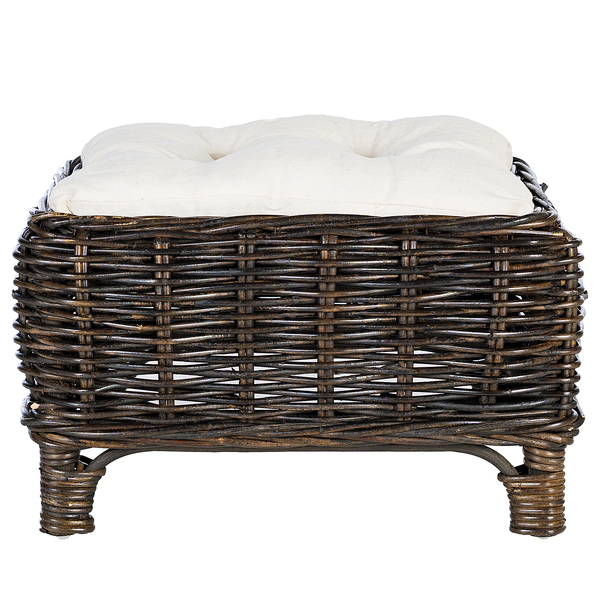 Fußhocker Bedous - Webstoff / Rattan