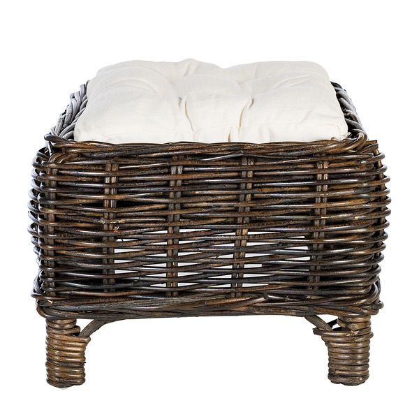 Fußhocker Bedous - Webstoff / Rattan