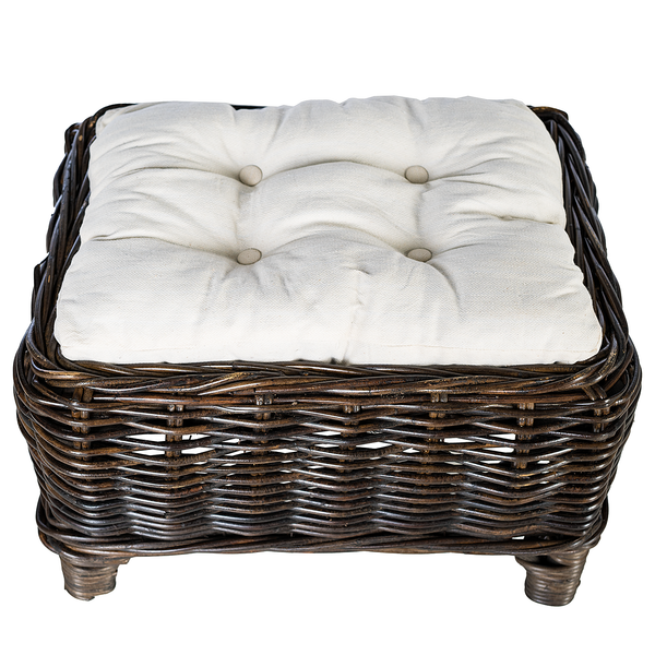 Fußhocker Bedous - Webstoff / Rattan