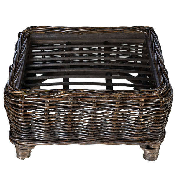 Fußhocker Bedous - Webstoff / Rattan