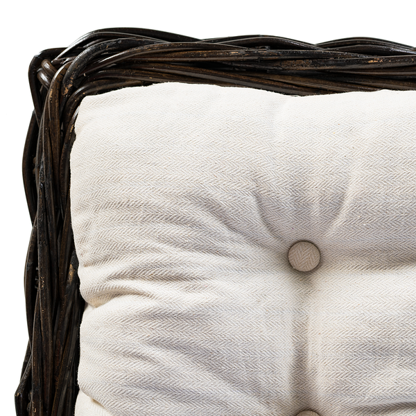 Fußhocker Bedous - Webstoff / Rattan