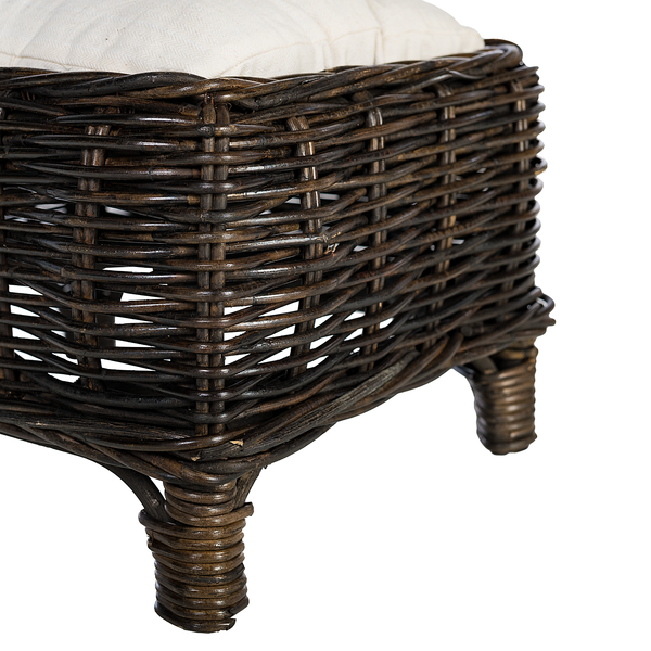 Fußhocker Bedous - Webstoff / Rattan