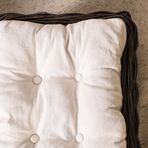Fußhocker Bedous - Webstoff / Rattan