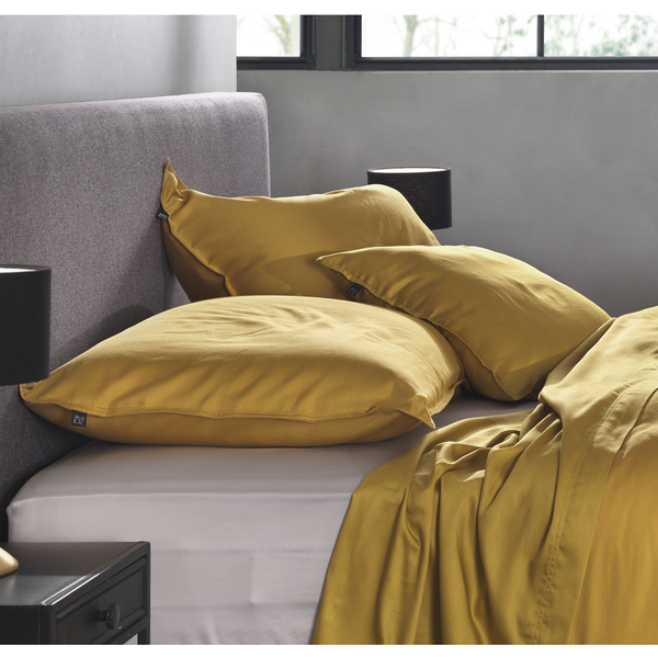 Kissenbezug Satinado II (2er-Set) - Baumwolle Satin - Gelb - 50 x 50 cm