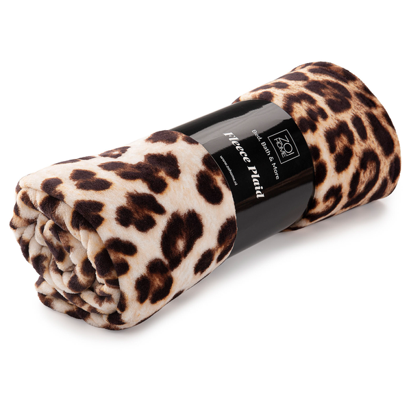 Plaid Leopard - Polyester Fleece - Braun