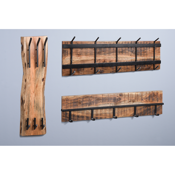 Garderobenleiste Le Russey II - Mango massiv / Metall - Mango / Schwarz