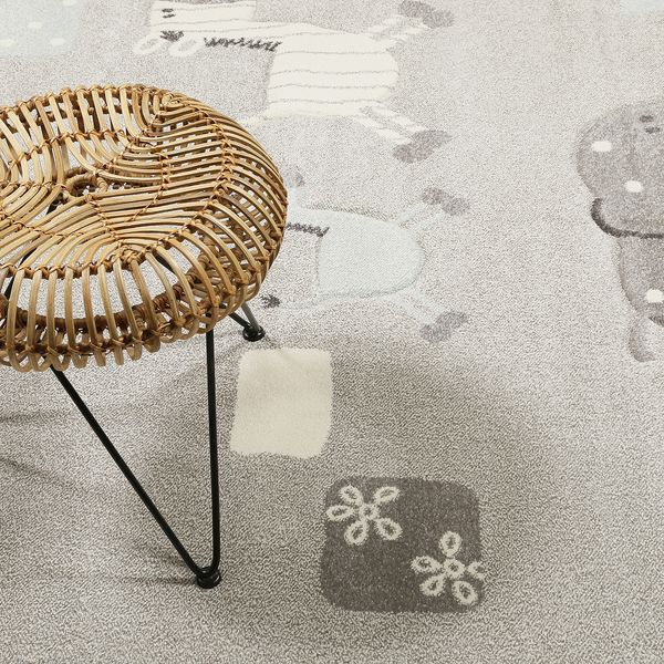 Kinderteppich Lucky Zoo 2.0 - Kunstfaser - Silber - 80 x 150 cm