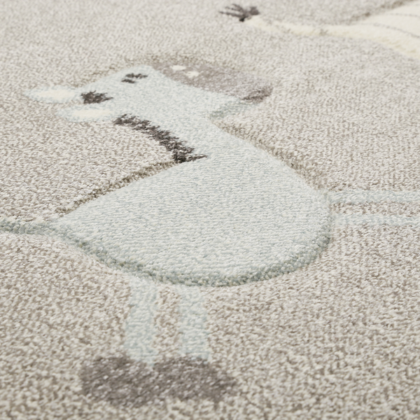 Kinderteppich Lucky Zoo 2.0 - Kunstfaser - Silber - 80 x 150 cm