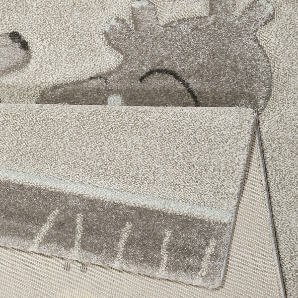 Kinderteppich Lucky Zoo 2.0 - Kunstfaser - Silber - 80 x 150 cm