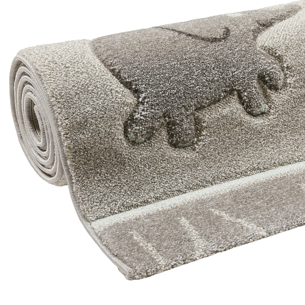 Kinderteppich Lucky Zoo 2.0 - Kunstfaser - Silber - 80 x 150 cm
