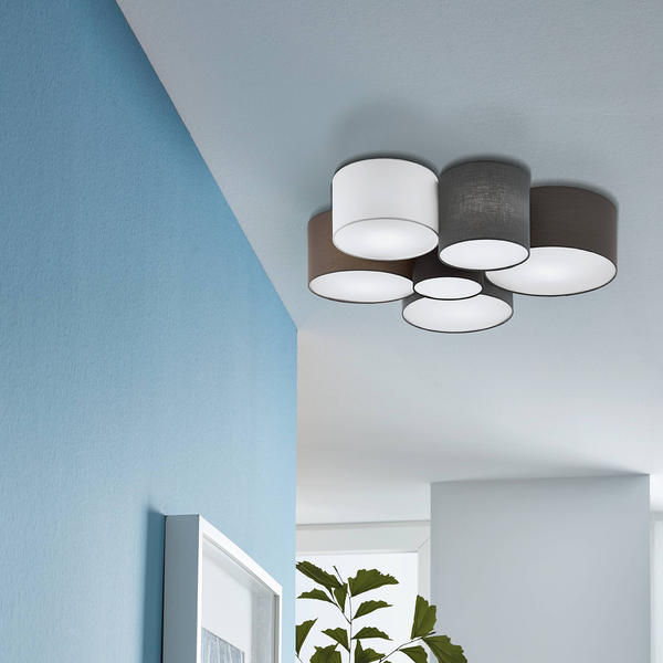 Deckenleuchte Pastore II - Leinen / Stahl - 6-flammig