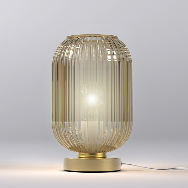 Tischleuchte Parvoo - Glas / Eisen - 1-flammig - Bernstein