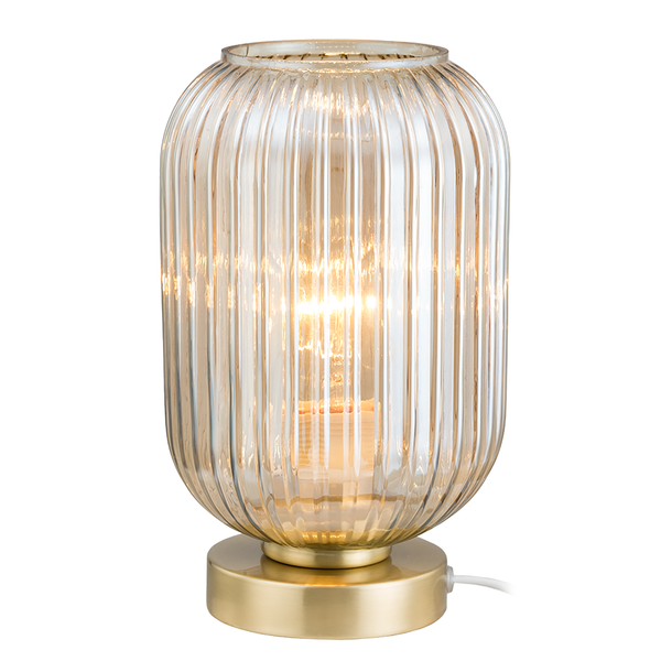 Tischleuchte Parvoo - Glas / Eisen - 1-flammig - Bernstein