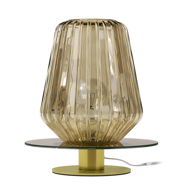 Tischleuchte Turku - Glas / Eisen - 1-flammig - Bernstein