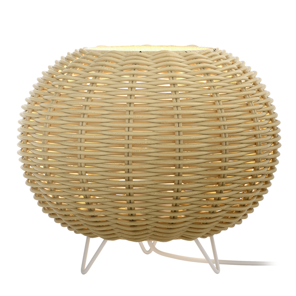 Tischleuchte Rauma I - Eisen / Rattan -1-flammig - Beige