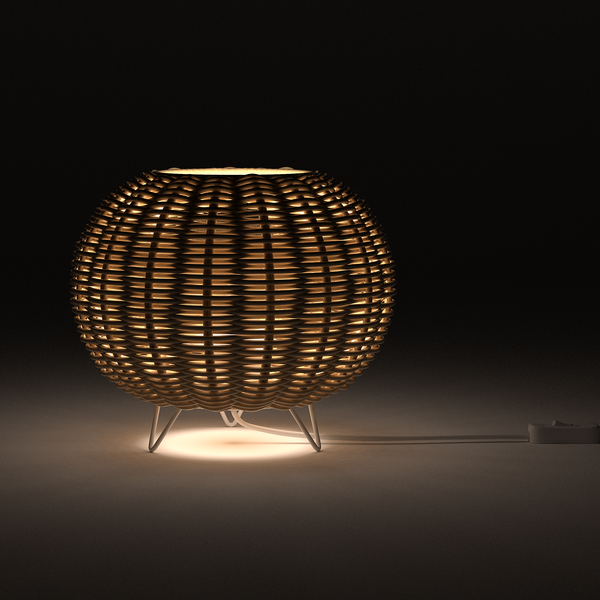 Tischleuchte Rauma I - Eisen / Rattan -1-flammig - Beige