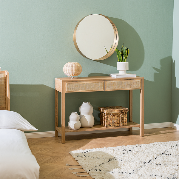 Tischleuchte Rauma I - Eisen / Rattan -1-flammig - Beige