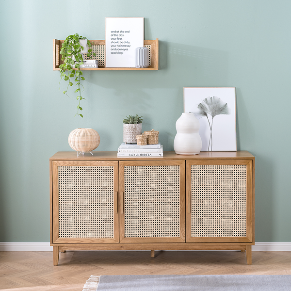 Tischleuchte Rauma I - Eisen / Rattan -1-flammig - Beige