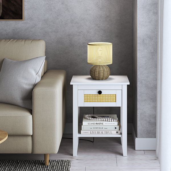 Tischleuchte Rauma II - Rattan - 1-flammig - Beige