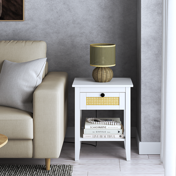Tischleuchte Rauma II - Rattan - 1-flammig - Beige