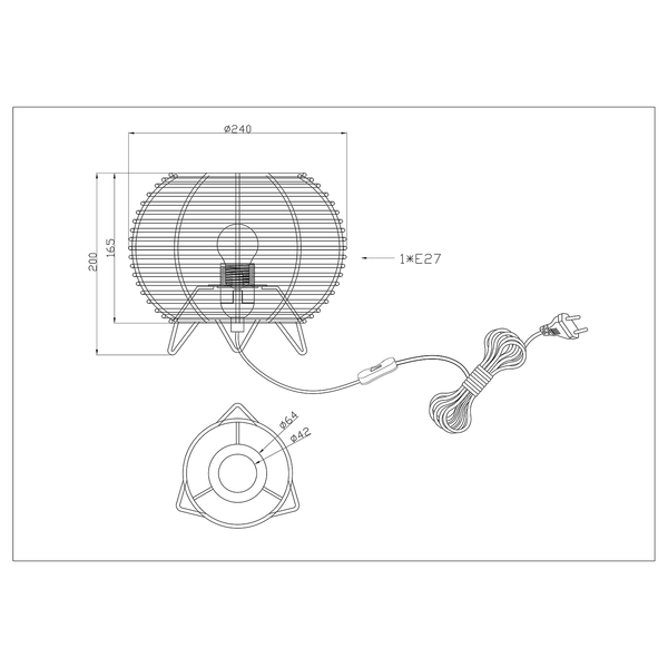 Tischleuchte Rauma I - Rattan / Eisen - 1-flammig - Braun