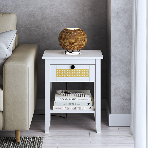 Tischleuchte Rauma I - Rattan / Eisen - 1-flammig - Braun
