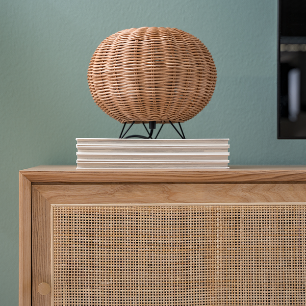 Tischleuchte Rauma I - Rattan / Eisen - 1-flammig - Braun
