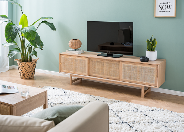 Tischleuchte Rauma I - Rattan / Eisen - 1-flammig - Braun