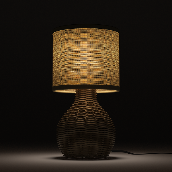 Tischleuchte Rauma III - Rattan - 1-flammig - Braun