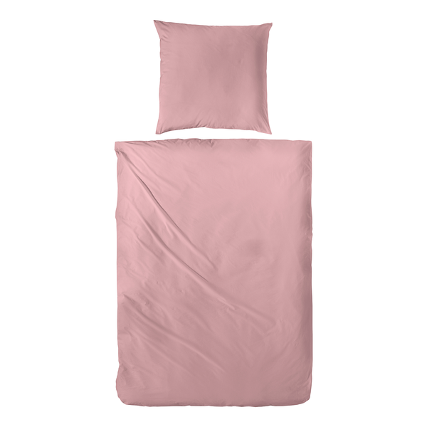 Uni-Baumwoll-Bettwäsche Bouvieres - Baumwolle - Rosa - 135 x 200 cm + Kissen 80 x 80 cm
