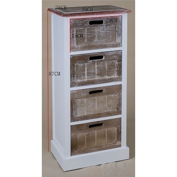 Kommode Beauvain - Paulownia massiv - Braun / Weiß