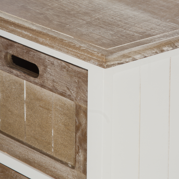 Kommode Beauvain - Paulownia massiv - Braun / Weiß