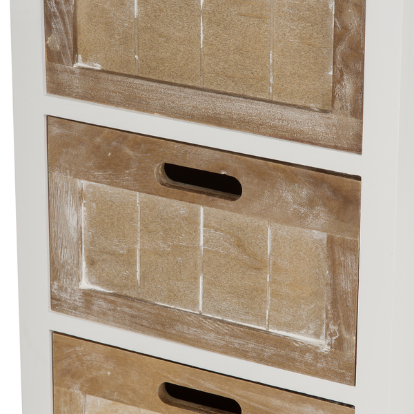 Kommode Beauvain - Paulownia massiv - Braun / Weiß