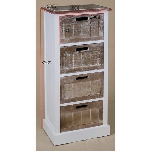 Kommode Beauvain - Paulownia massiv - Braun / Weiß