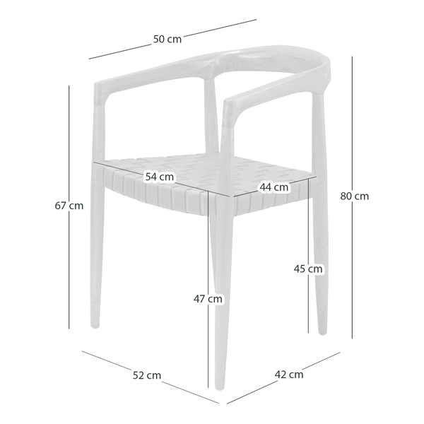 Armlehnenstuhl BOURBOURG - Echtleder / Teak massiv - Cognac