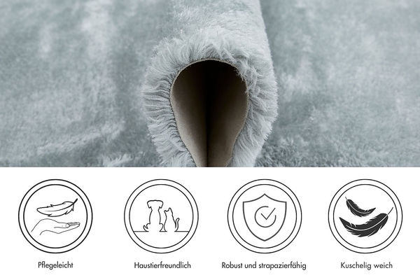 Kunstfellteppich Lambskin - Polyester - Hellgrau - 55 x 110 cm