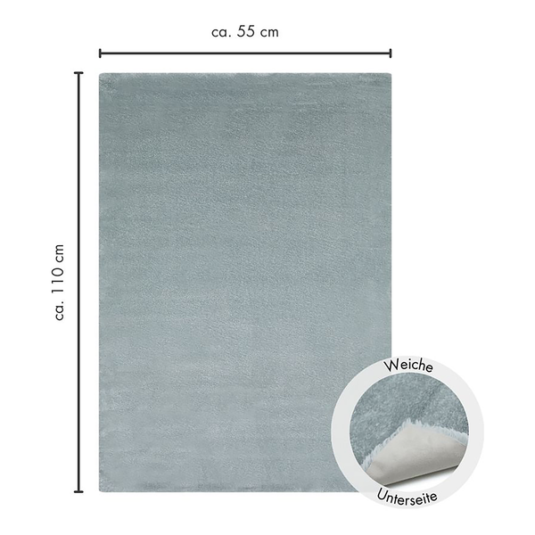 Kunstfellteppich Lambskin - Polyester - Hellgrau - 55 x 110 cm