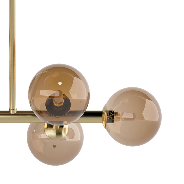 Deckenleuchte KJUL 6-flammig - Metall Gold glänzend / Glas Bernsteinfarben