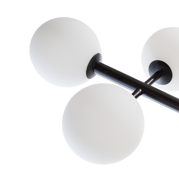 Deckenleuchte KJUL 6-flammig - Metall Schwarz / Opalglas Weiß