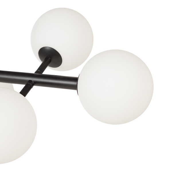 Deckenleuchte KJUL 6-flammig - Metall Schwarz / Opalglas Weiß