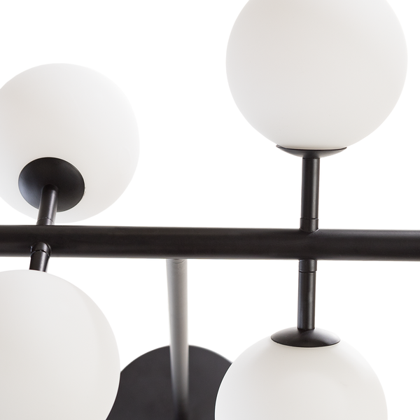 Deckenleuchte KJUL 6-flammig - Metall Schwarz / Opalglas Weiß