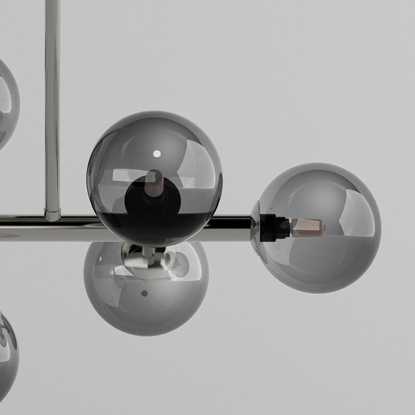 Deckenleuchte KJUL 6-flammig - Metall Grau glänzend / Rauchglas