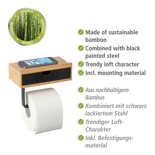 Toilettenpapierhalter Bambusa - Bambus - Natur / Mehrfarbig